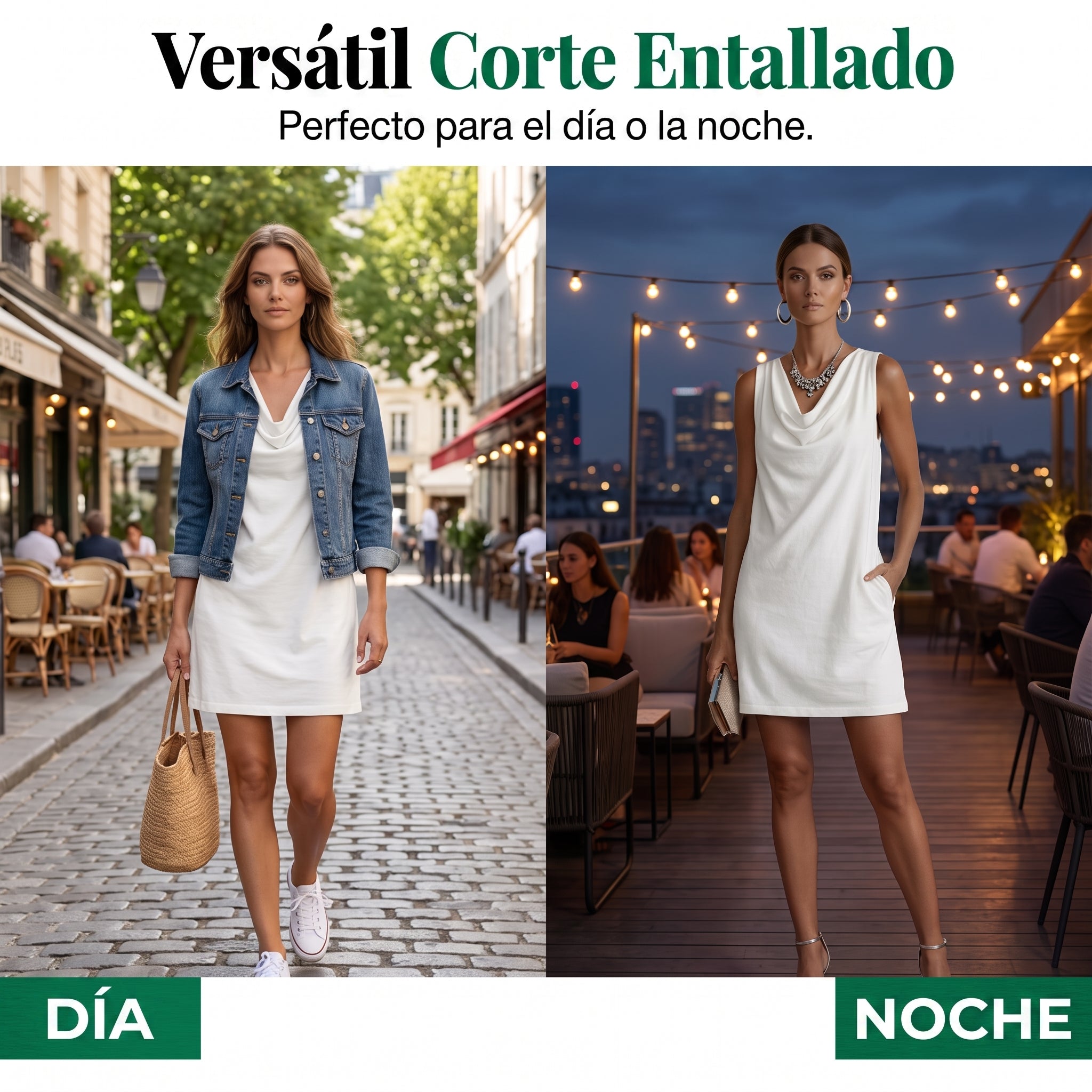 👗 ¡OFERTA LIMITADA: 50 % DE DESCUENTO! 💥 Vestido entallado con cuello barco – Sin mangas, bolsillos laterales, versátil ✨