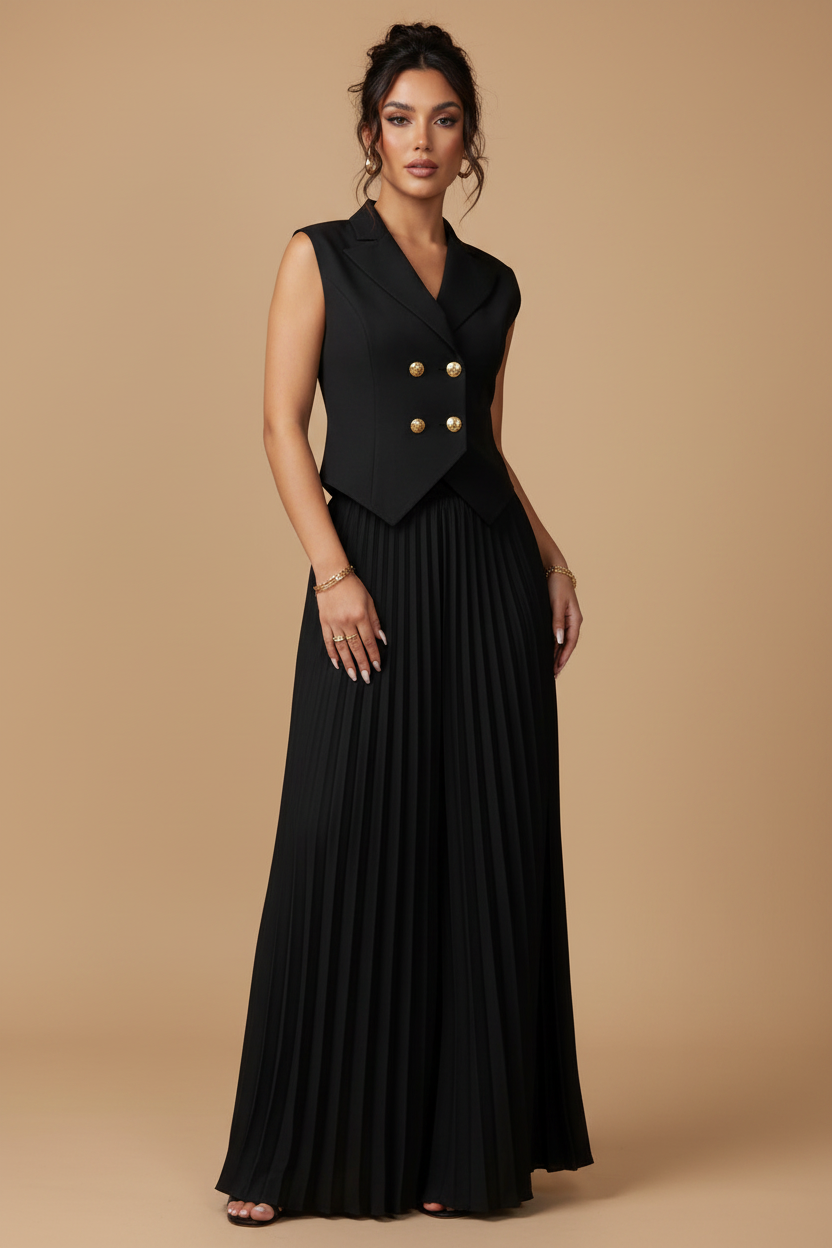 Catalina | Conjunto Top Pantalón Plisado - Para Tu Entrevista Importante, Profesional y Segura