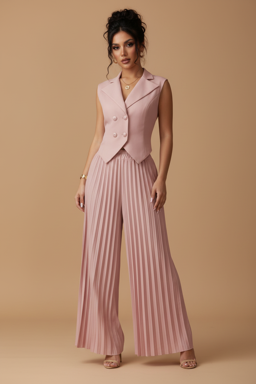 Catalina | Conjunto Top Pantalón Plisado - Para Tu Entrevista Importante, Profesional y Segura