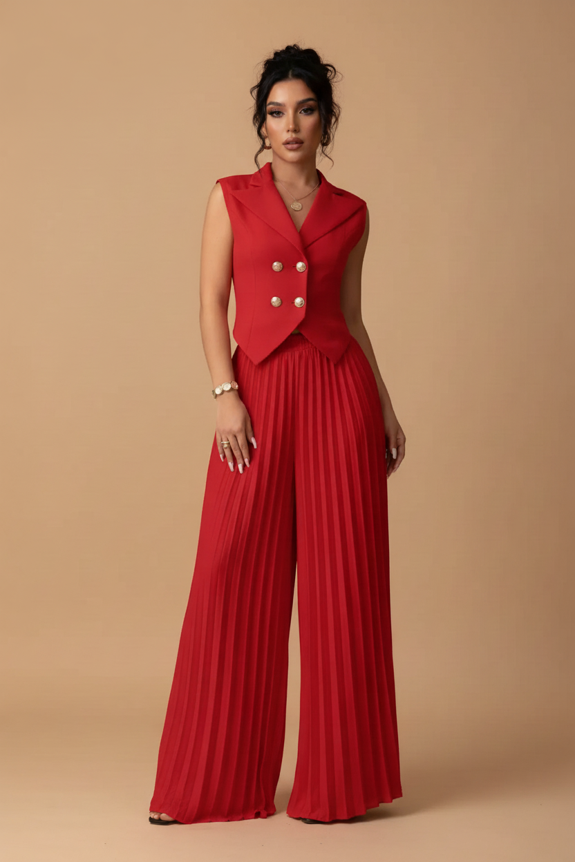 Catalina | Conjunto Top Pantalón Plisado - Para Tu Entrevista Importante, Profesional y Segura