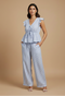 Conjunto de pantalón palazzo a rayas con espalda al descubierto para mujer, moda fresca verano 2026