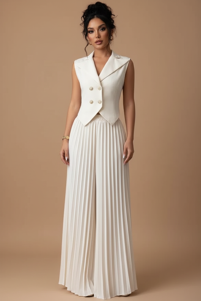Catalina | Conjunto Top Pantalón Plisado - Para Tu Entrevista Importante, Profesional y Segura