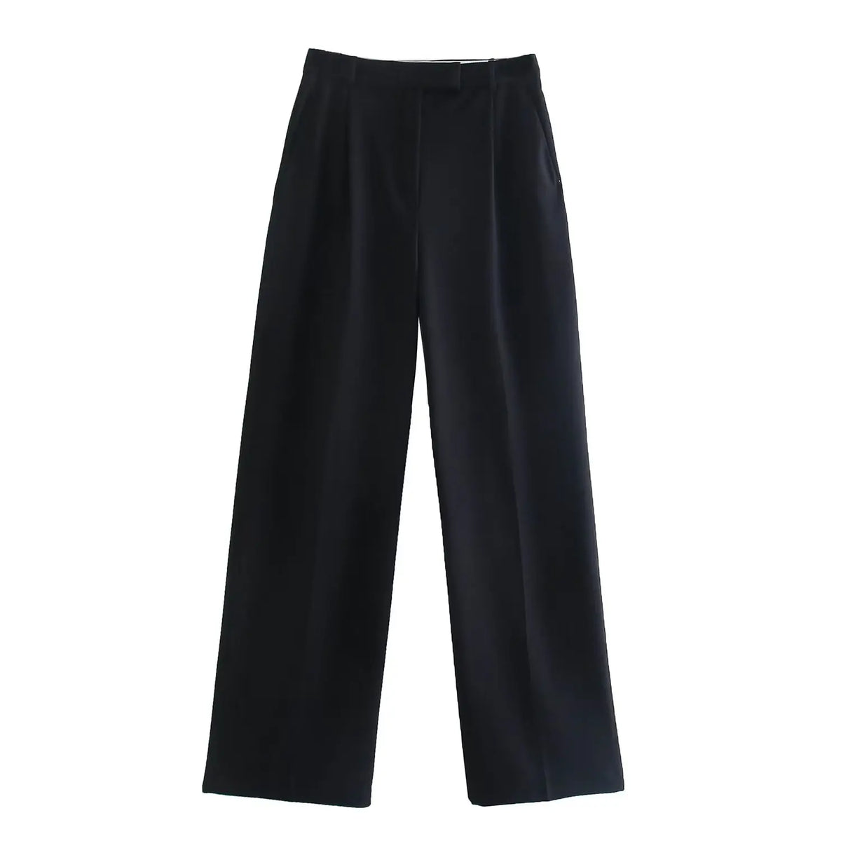 Pantalones rectos de mujer Willshela, de moda, con cremallera frontal lisa, estilo vintage, de cintura alta y largo completo, pantalones elegantes para mujer