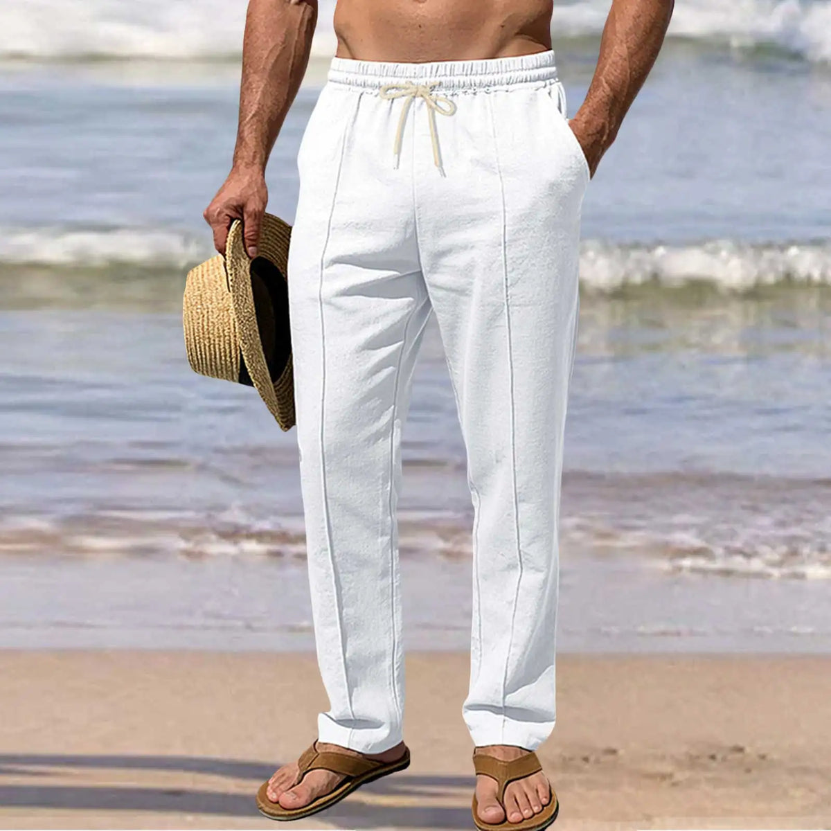 Pantalones elegantes de algodón para el verano